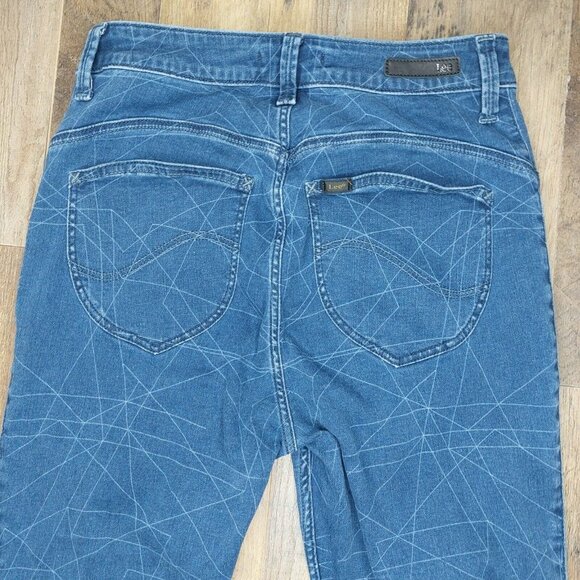Lee Jeans Womens 30 Body Optix Blue Geometric Pattern Skinny 5 Pocket high Rise - Picture 6 of 10